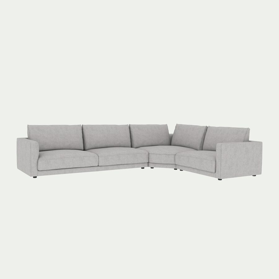 Canapé d'angle 5 places droit en tissu joint - gris vésuve-AUDES