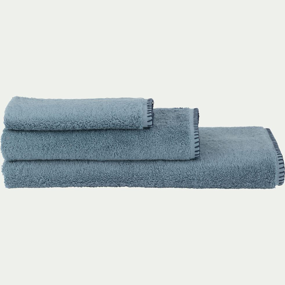 Lot de 2 serviettes invité en coton - bleu d'autan 30x50cm-Ynes