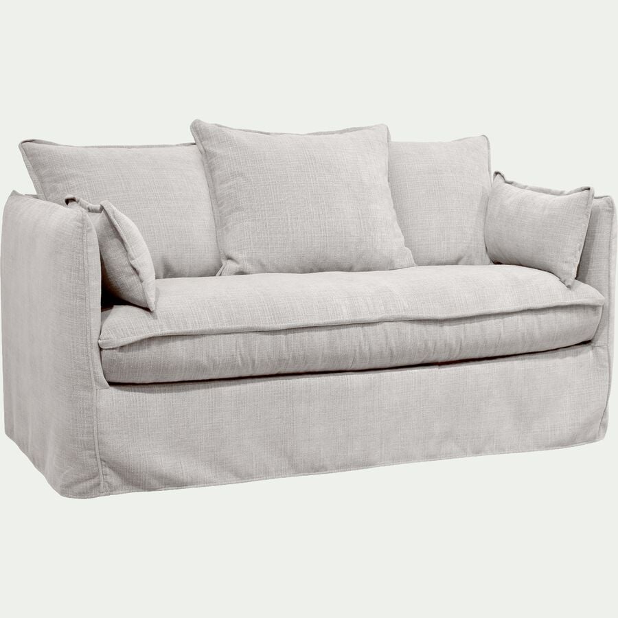 Canapé 2 places fixe en tissu - beige alpilles-KALISTO
