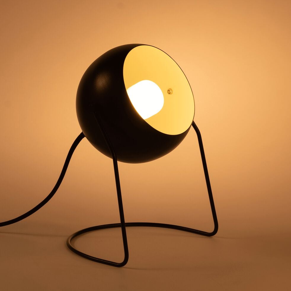 Lampe ronde en métal noir H26cm-BAOU