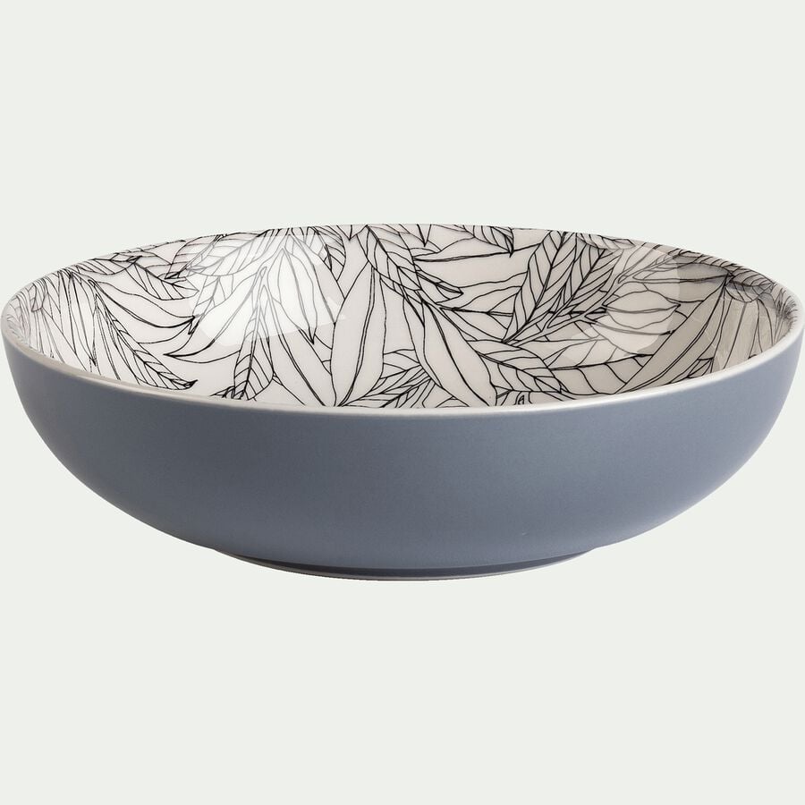 Assiette creuse en porcelaine motifs laurier - gris D21cm-AIX