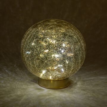 Boule déco lumineuse en verre - doré D15cm-ABENSUR