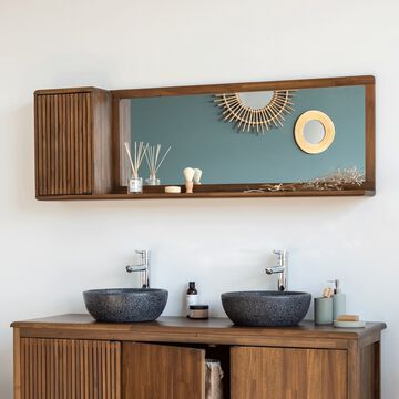 Meuble rectangle étagère miroir en acacia L150cm-LOUVANS