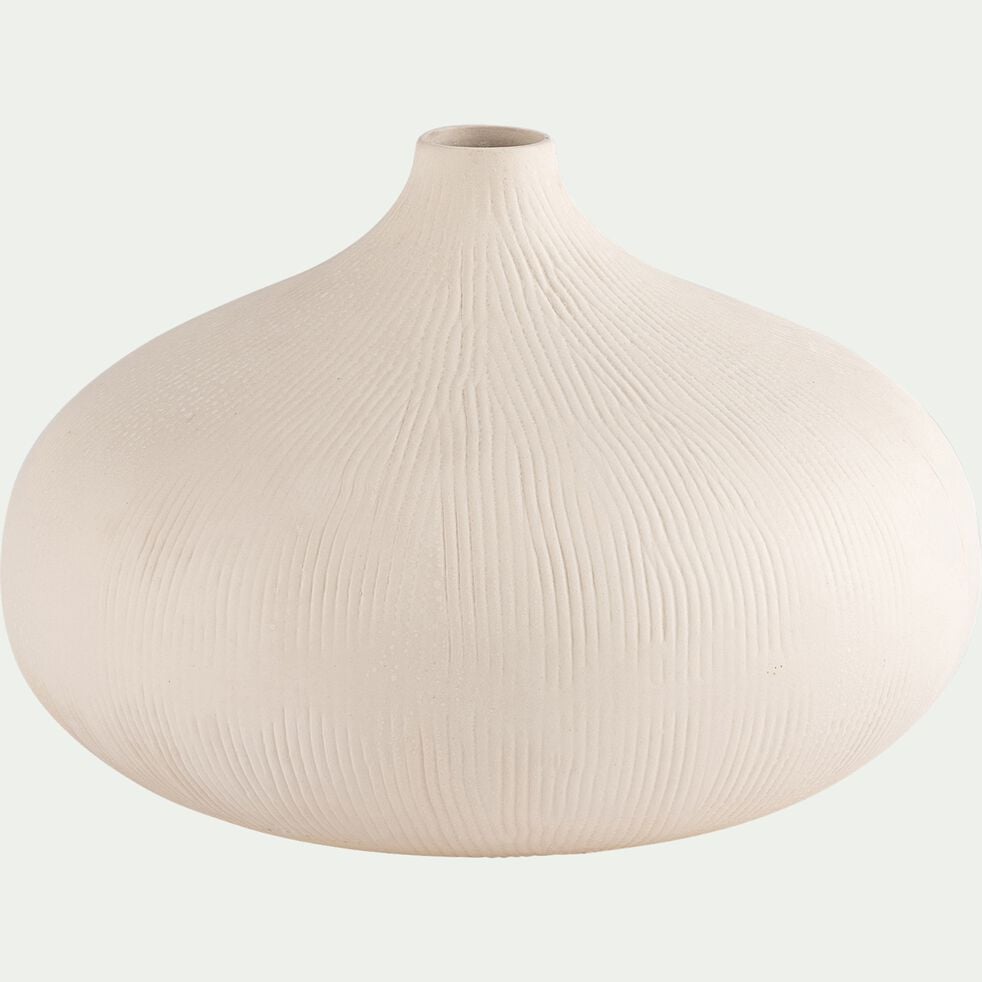 Vase boule en faïence - blanc D31,5xH20cm-ANAS