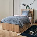 Tête de lit en bois avec rangements - noir et effet chêne clair L100cm-BALME