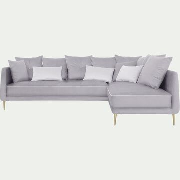 Canapé d'angle fixe droit en tissu gris borie-ASTELLO