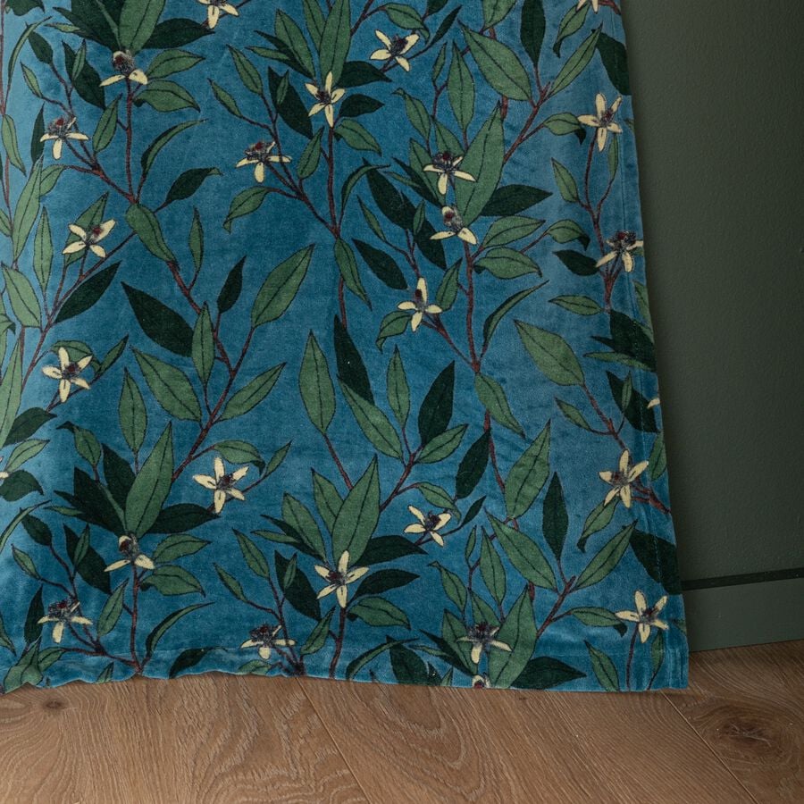 Rideau à œillets en velours de coton motif fleur d'oranger - vert 135x250cm-FLEUR D'ORA