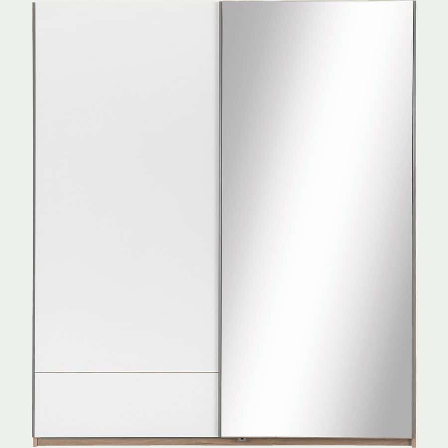 Armoire dressing avec 2 portes coulissantes en bois effet chêne - blanc H235cm-NESTOR