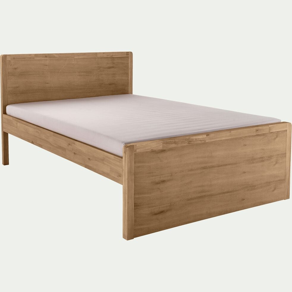 Lit 2 places avec tête de lit en acacia - bois clair 160x200cm-GAIA