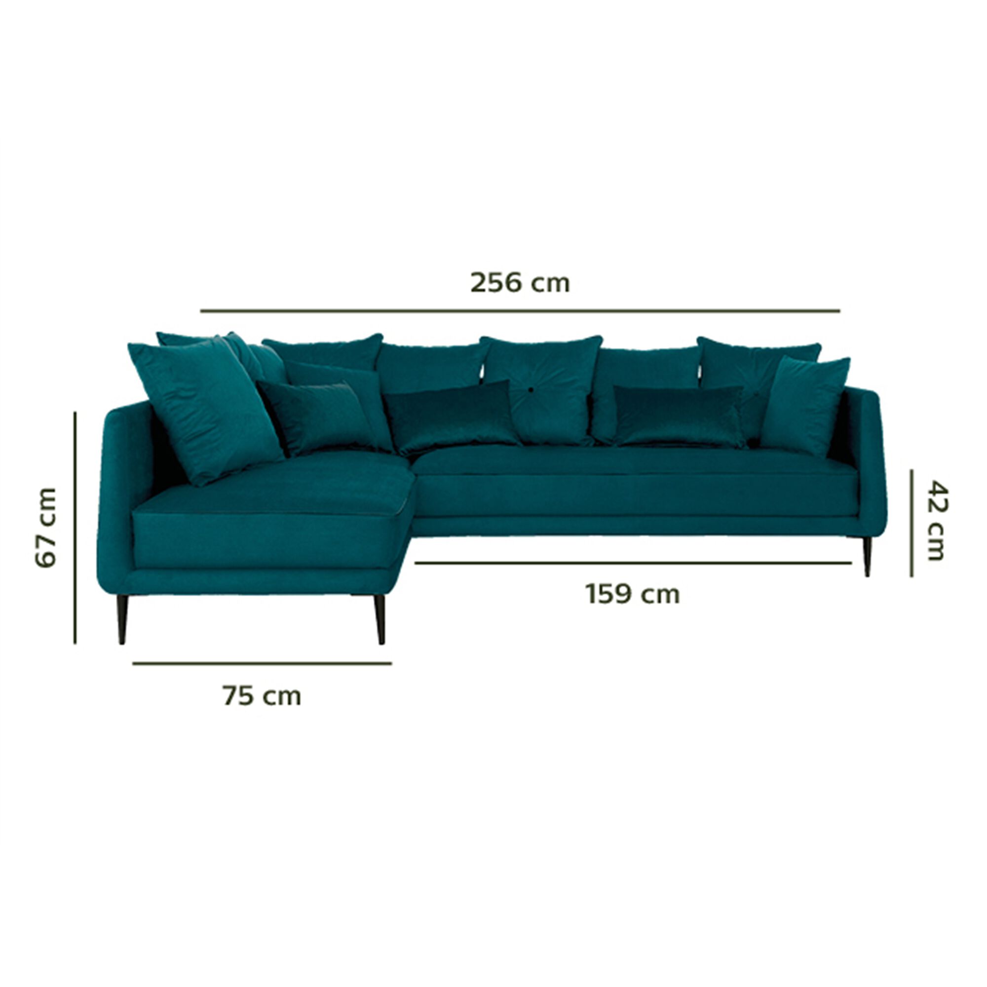 Canapé d'angle fixe gauche en tissu - bleu niolon-ASTELLO
