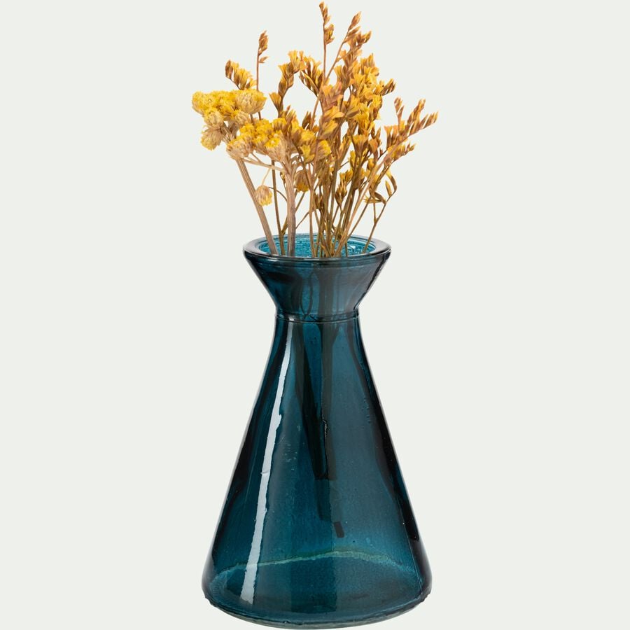 Vase en verre - bleu D6,8cmxH11cm-PADOUA