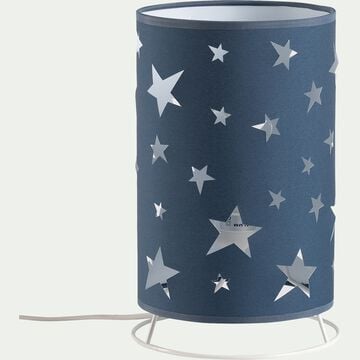 Lampe en cotonnette motif Constellation - bleu D18xH30cm-OANA