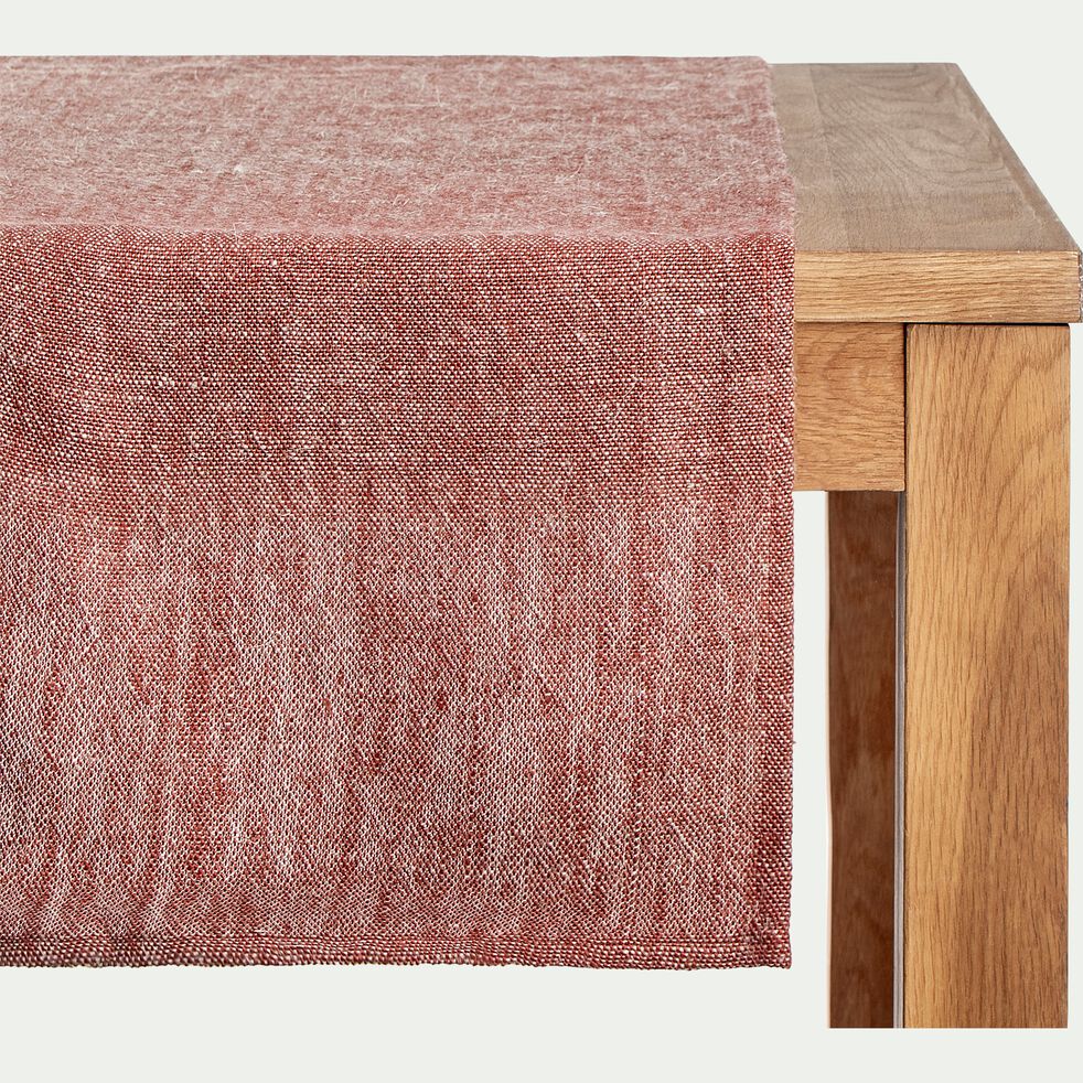 Chemin de table en lin chambray - rouge terracotta 50x200cm-SOBRA