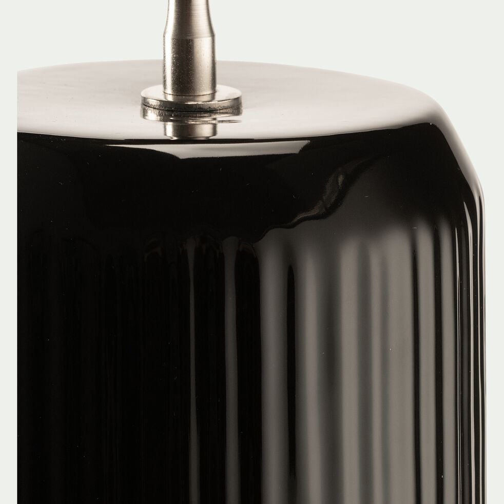 Pied de lampe électrifié en faïence - noir H46cm-STRI