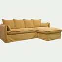 Canapé d'angle droit convertible en tissu - jaune argan-KALISTO