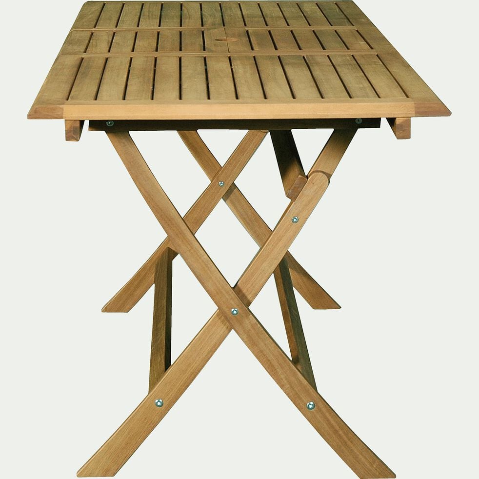 Table de balcon extensible pliante en acacia - bois foncé (6 à 8 places)-MILANA