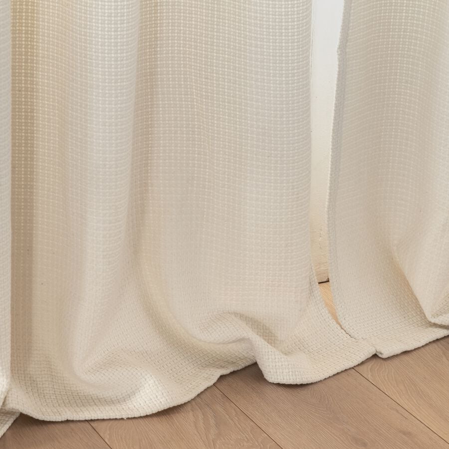 Rideau à passant en tissu effet crocheté - blanc écru 140x250cm-TRAMONTI