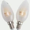 Lot de 2 ampoules LED dépolie culot E14 - blanc-FLAMME