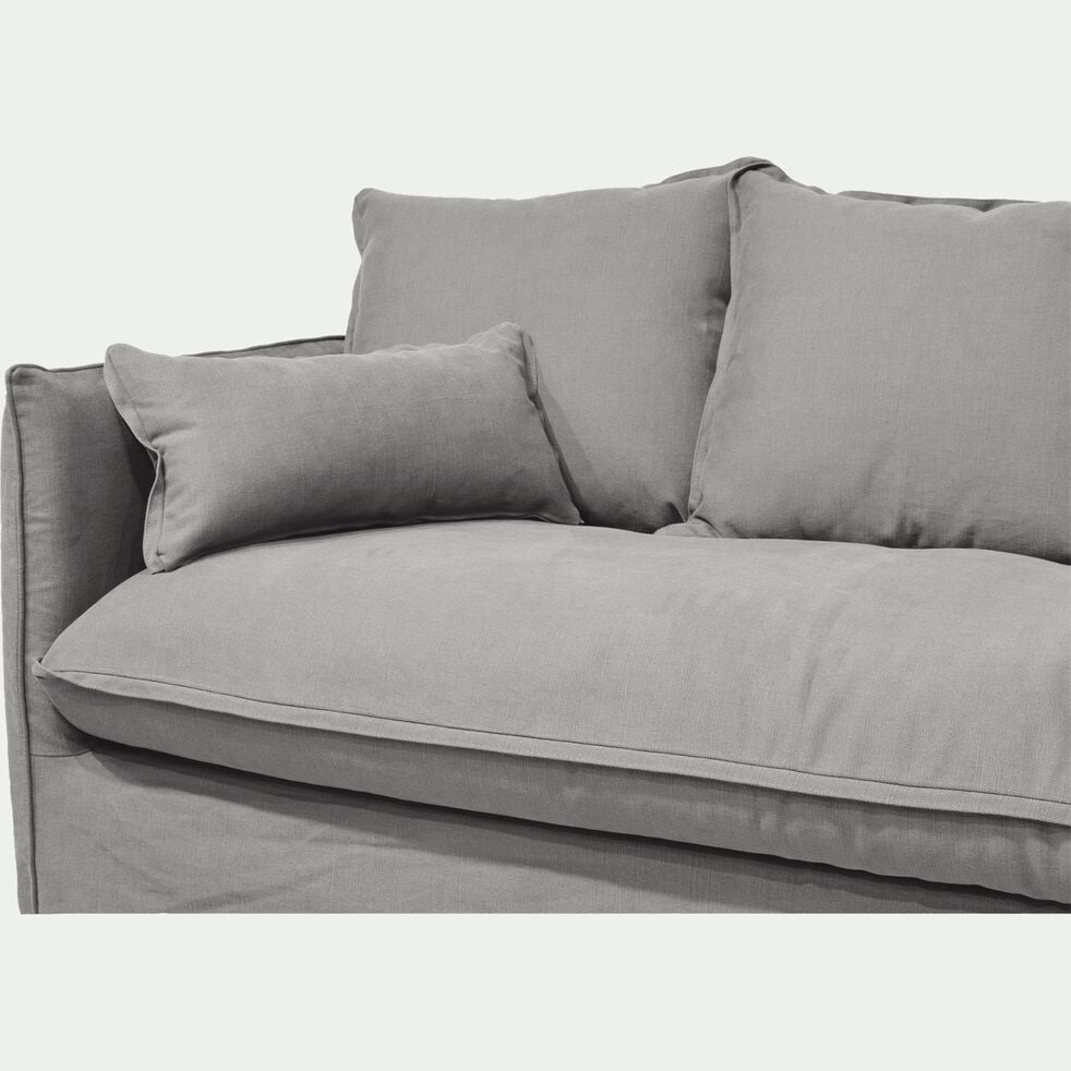 Canapé 3 places fixe en coton et lin - gris borie-KALISTO