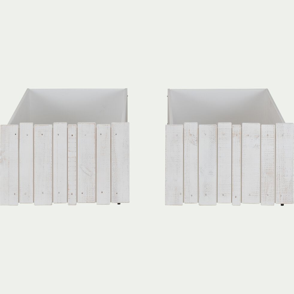 Lot de 2 tiroirs de lit en bois 90x200cm - blanc-AMAEL