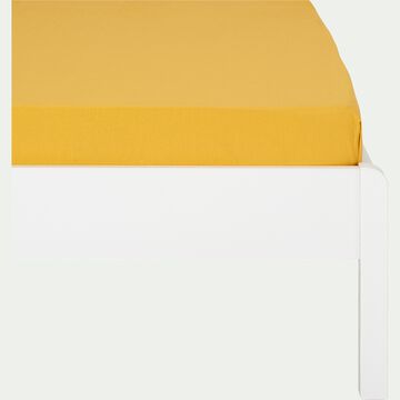 Drap housse enfant en coton 90x200+B20cm - jaune-CALANQUES