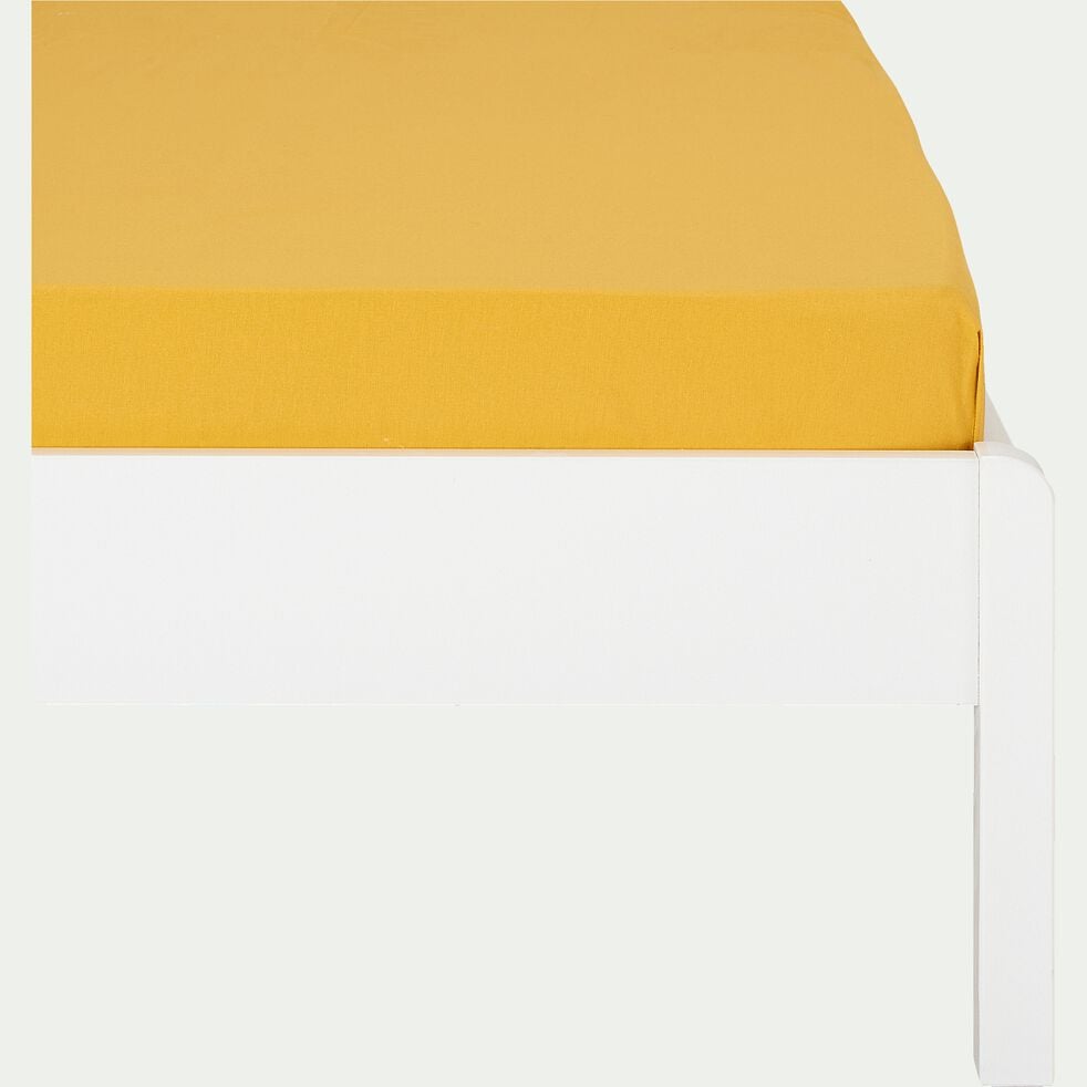 Drap housse enfant en coton 90x200+B20cm - jaune - CALANQ