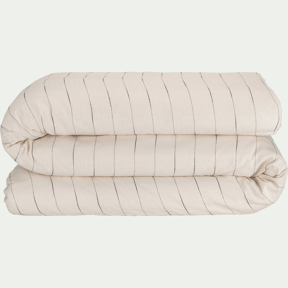 Linge de lit en coton à rayures - beige-FINE