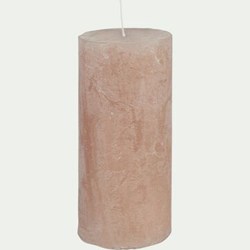 Bougie cylindrique rose argile D7xH15 cm-BEJAIA