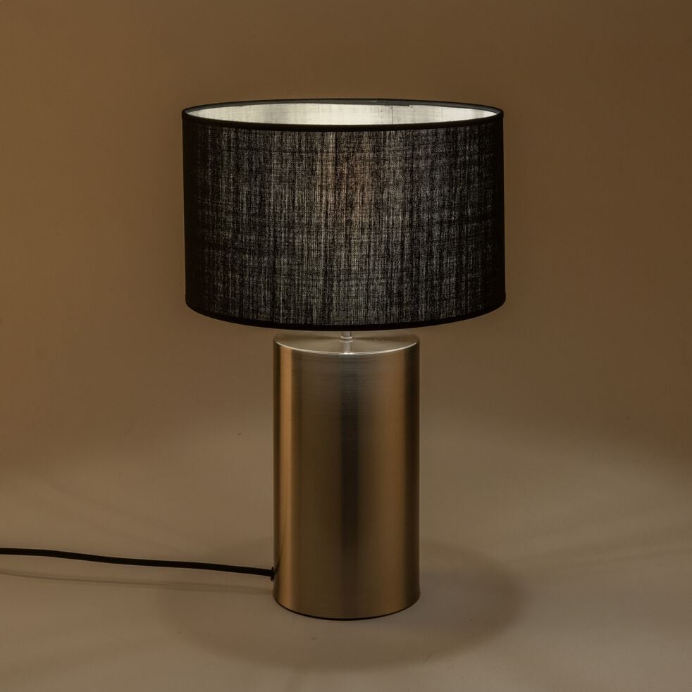 Lampe en acier argenté - noir H36cm-AGATHA
