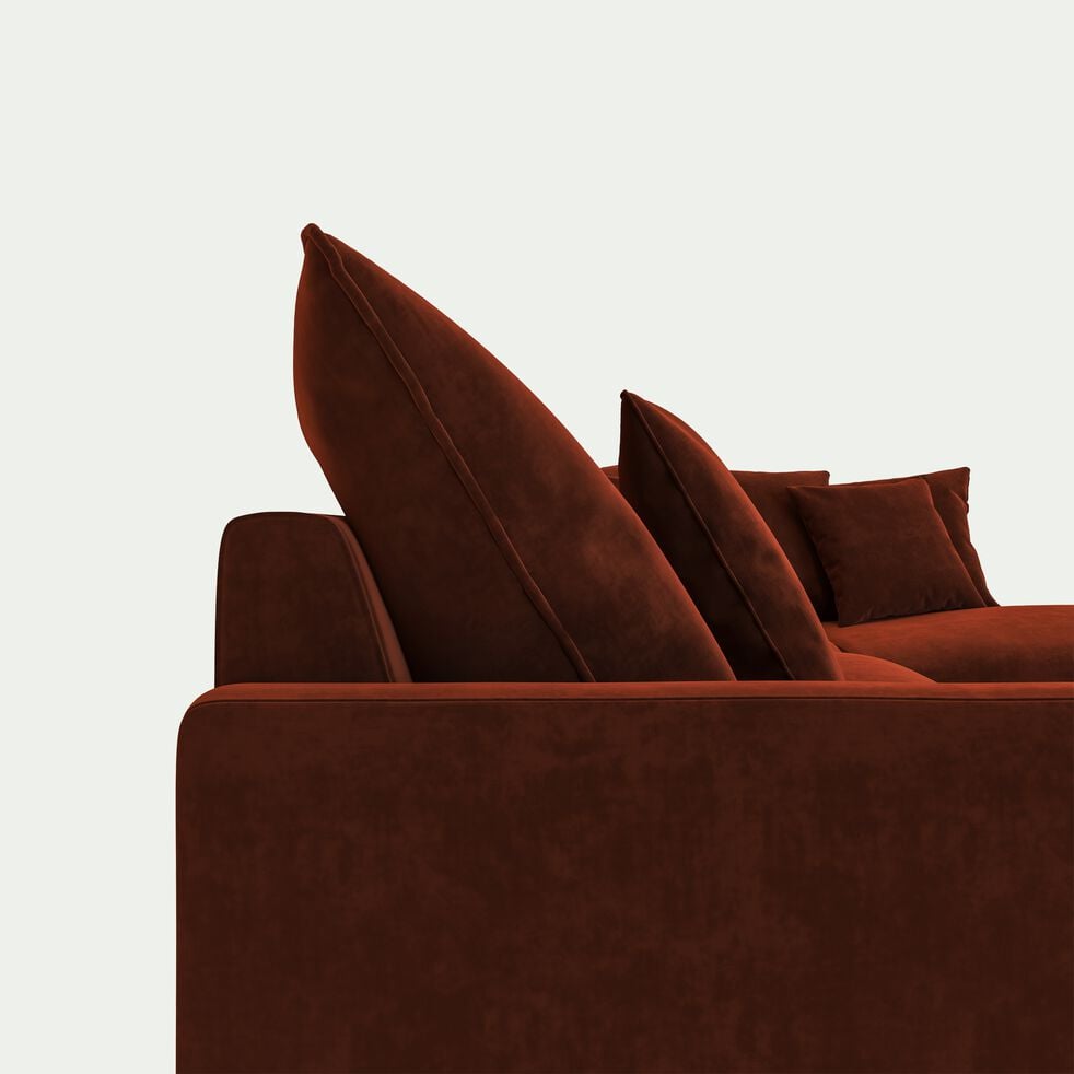 Canapé d'angle fixe droit en velours - brun rustrel-SIMONA