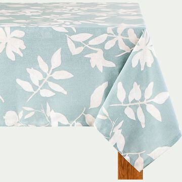 Nappe en coton à motif floral - bleu 170x250cm-MALINI
