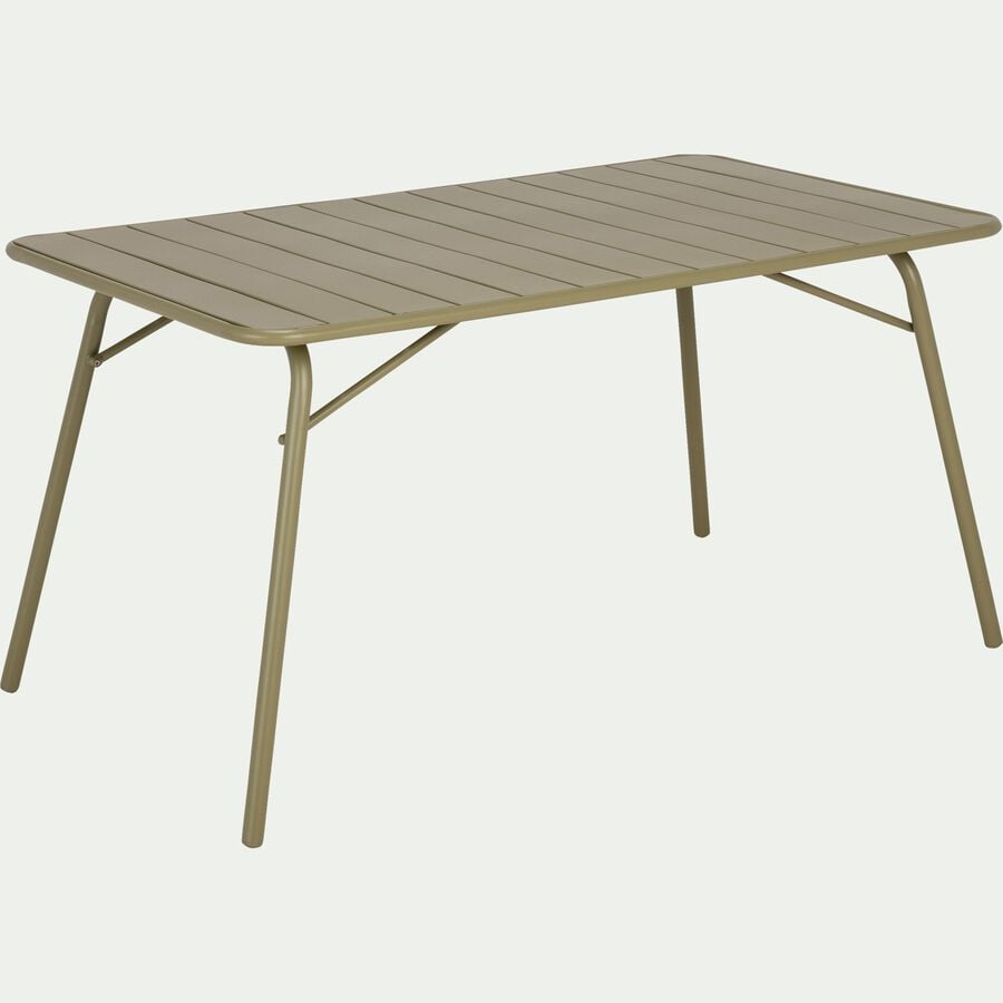 Table de jardin pliante en acier vert kaki (4 à 6 places)-SOURIS