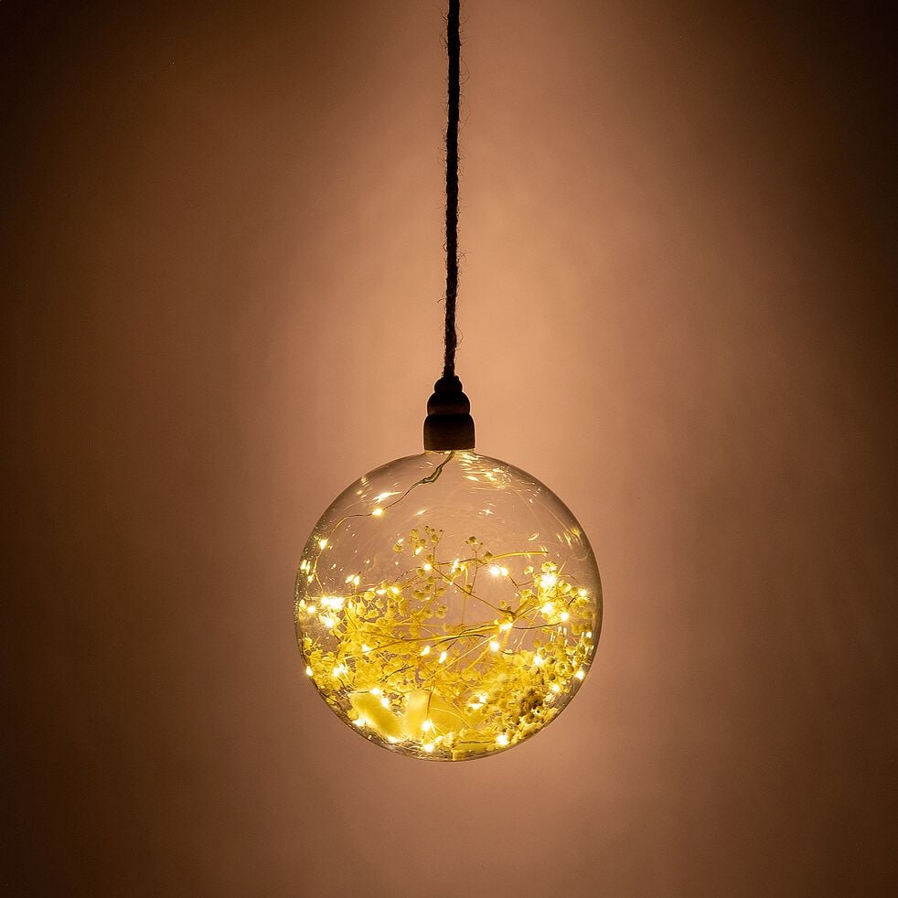 Boule décorative à suspendre- jaune D20cm-PALAU
