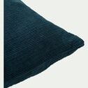 Coussin rectangle en velours côtelé 30x40cm - bleu figuerolles-COLOMBINE