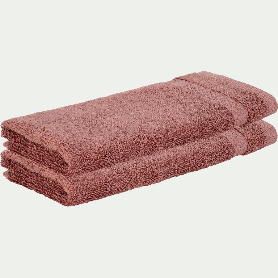 Lot de 2 serviettes invité en coton peigné - brun rhassoul 30x50cm-Azur