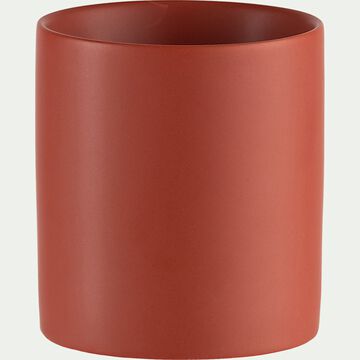 Cache-pot en céramique - rouge ricin D7xH7,5cm-MARTIN