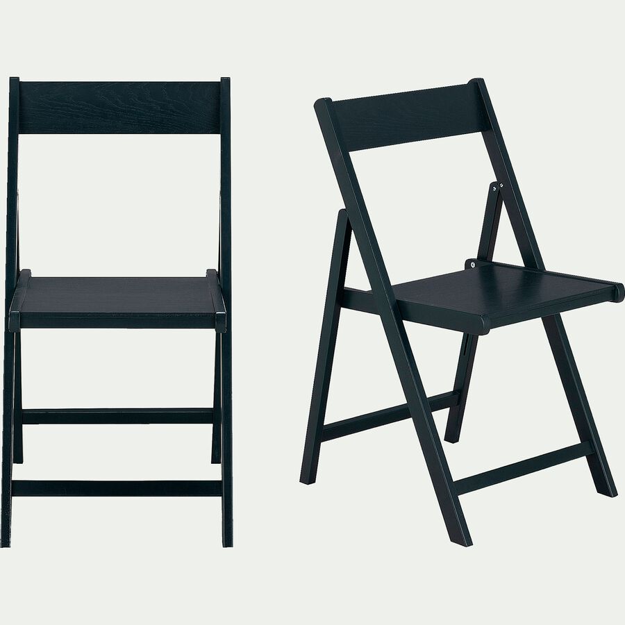 Chaise pliante en bois - noir-JULIA