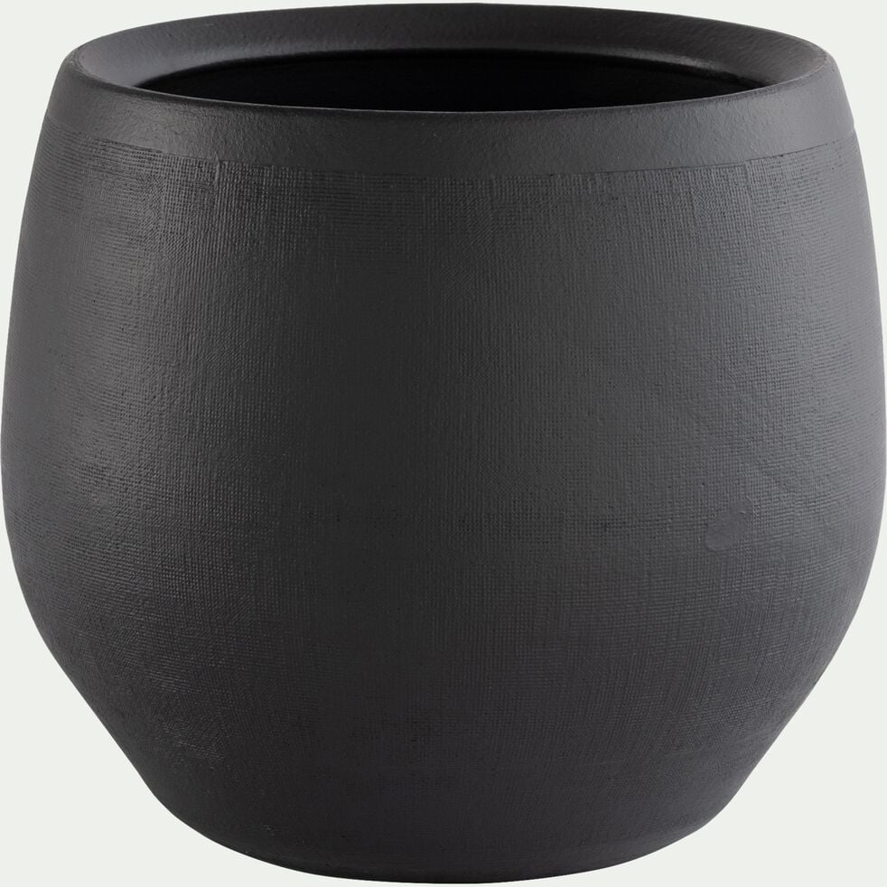Cache-pot en terre cuite - noir D20xH18cm-LORIS