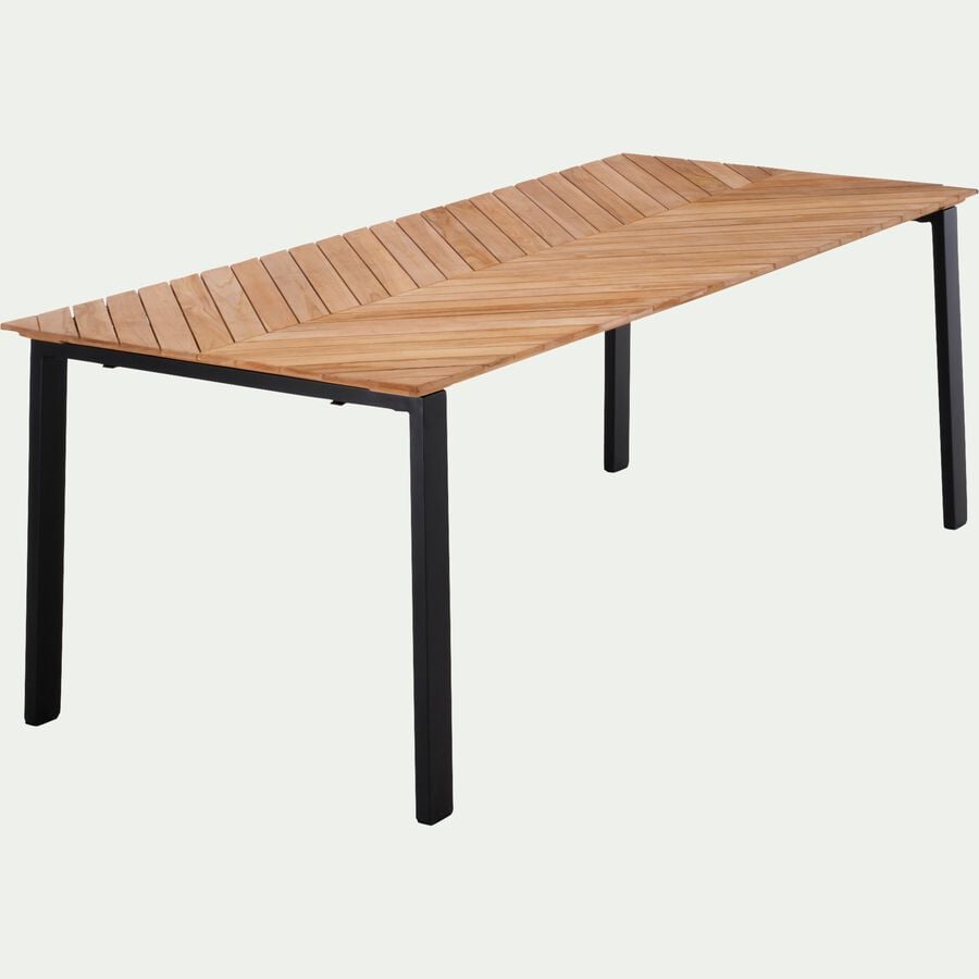 Table de jardin en teck et aluminium - bois clair (6 à 8 places)-JONQUIERES