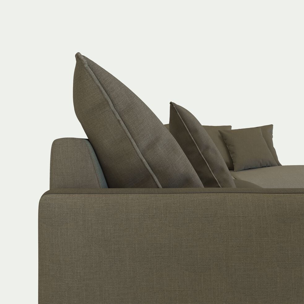 Canapé d'angle fixe droit en tissu - vert cèdre-SIMONA