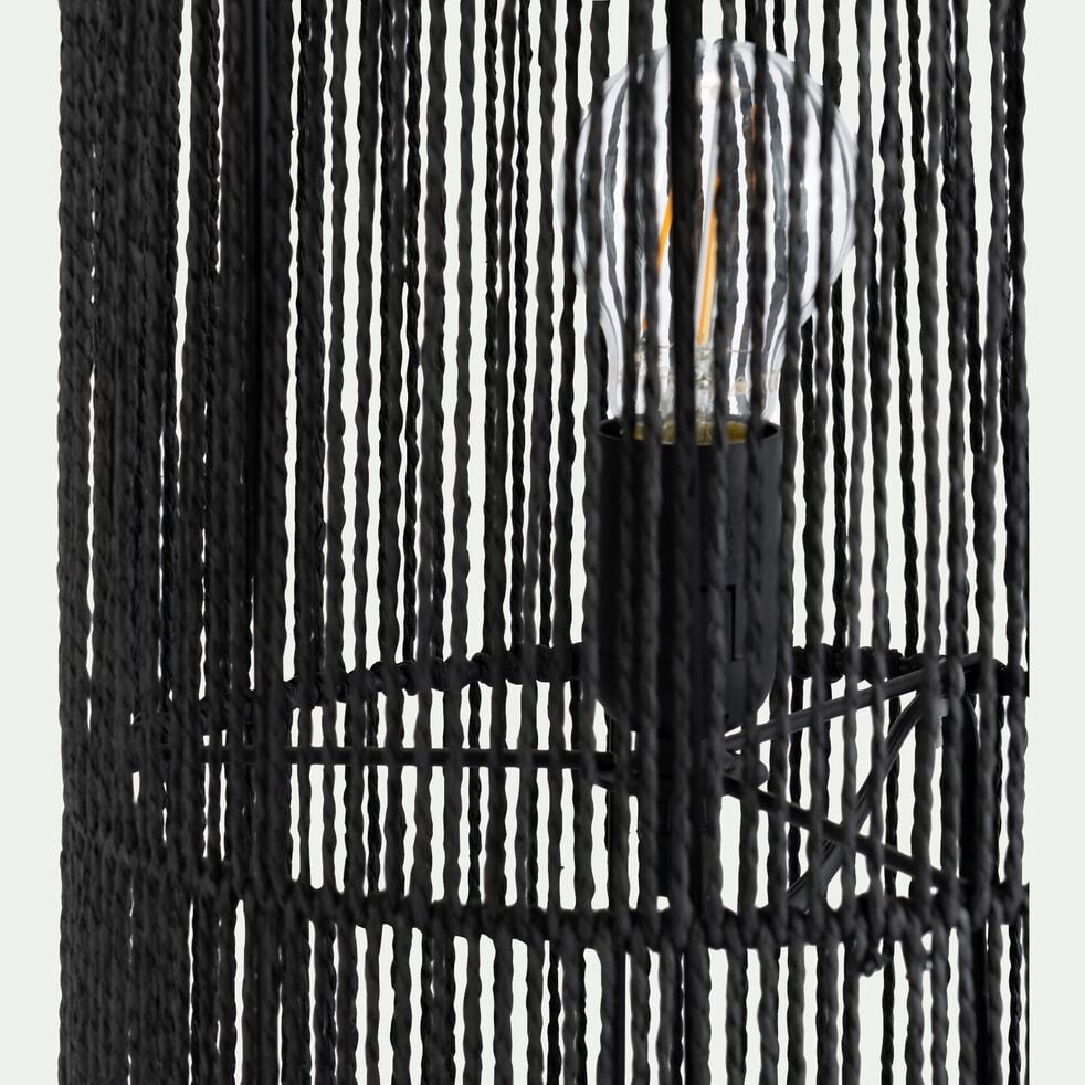 Lampe à poser cylindrique en corde de papier - D24xH90cm noir-CARBINI