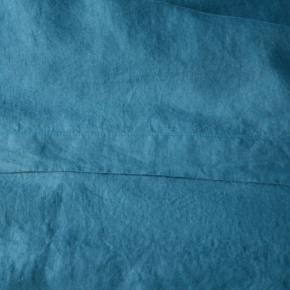 Drap plat en lin lavé 270x300cm - bleu figuerolles-VENCE