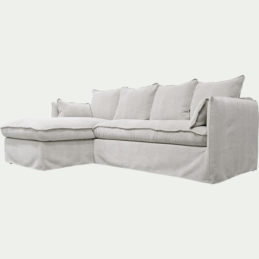 Canapé d'angle gauche convertible en tissu - beige alpilles-KALISTO