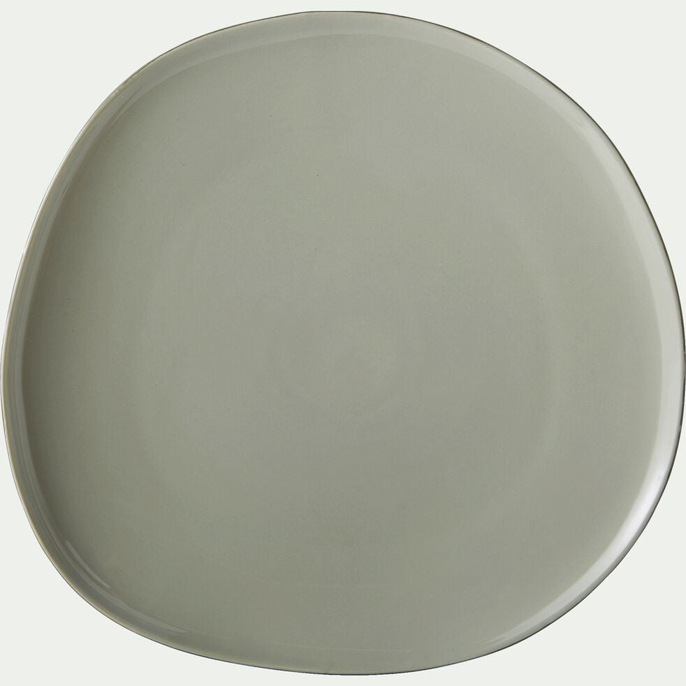 Assiette plate en grès D27cm - vert olivier-KYMA