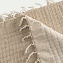 Couvre-lit en coton frangé - beige 230x250cm-KHANTA