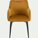 Chaise en tissu effet velours avec accoudoirs - jaune argan-GINETTE