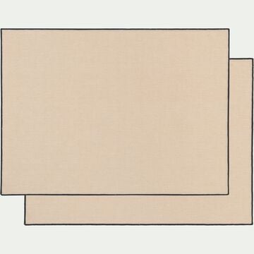 Lot de 2 sets de table en coton brodé - blanc 36x48cm-LINIA