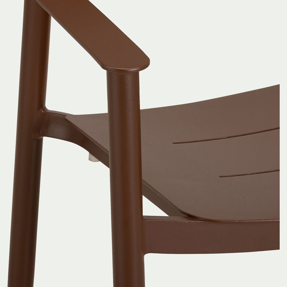 Chaise de jardin avec accoudoirs en aluminium - brun terre d'ombre-TOMA