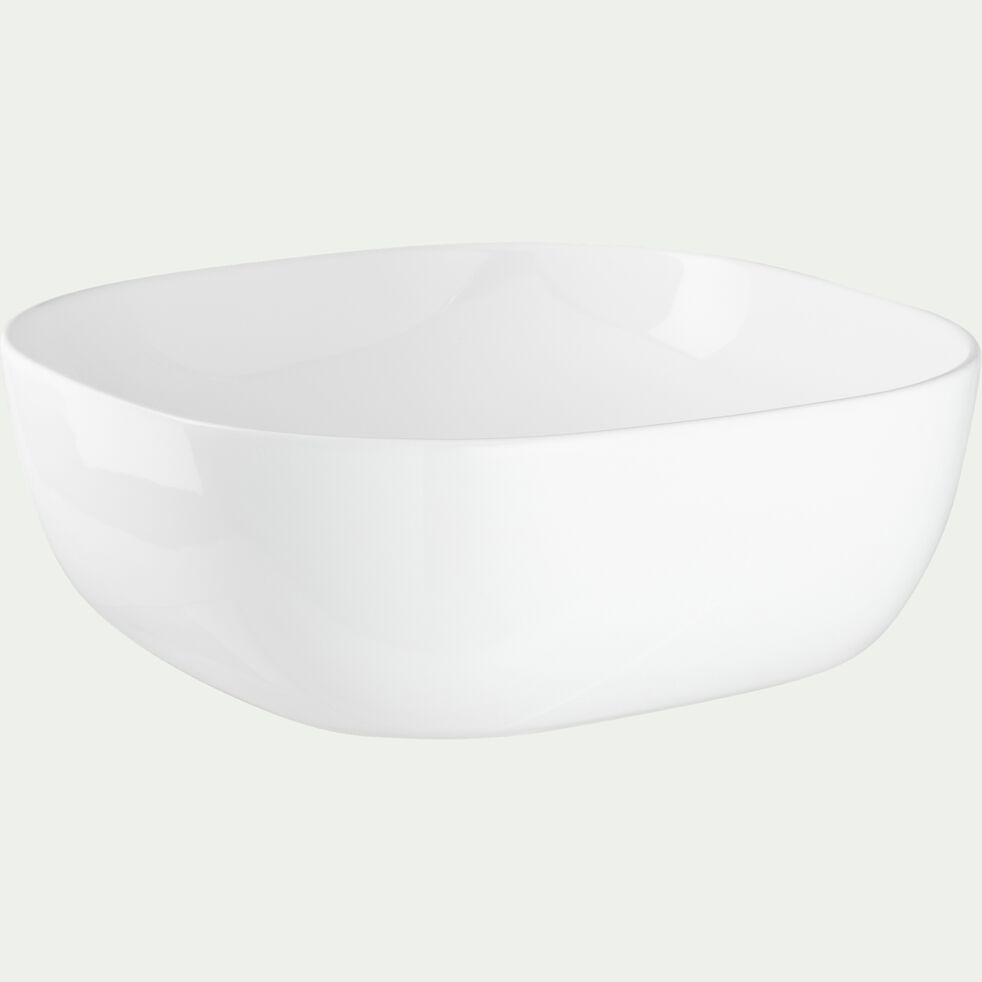 Vasque carrée en céramique avec bords fins - blanc brillant-KALMIA