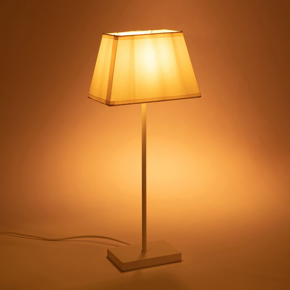 Lampe à poser électrifiée en coton H47cm - blanc-SVELTA